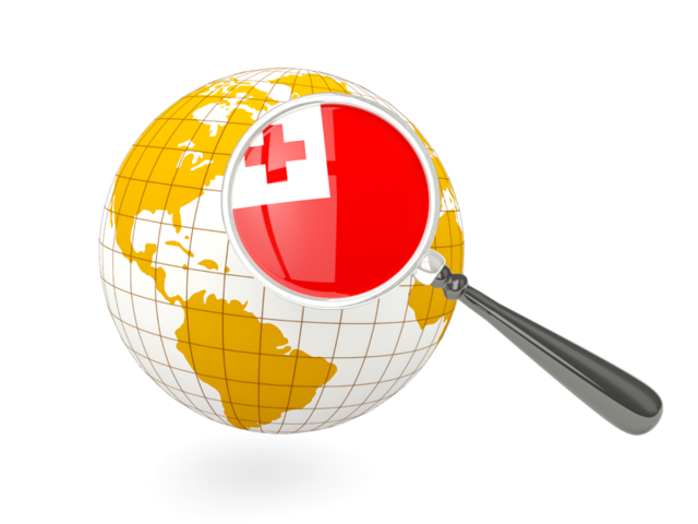Magnified flag with globe. Download flag icon of Tonga at PNG format