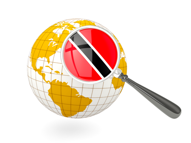Magnified flag with globe. Download flag icon of Trinidad and Tobago at PNG format