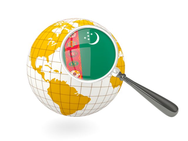 Magnified flag with globe. Download flag icon of Turkmenistan at PNG format