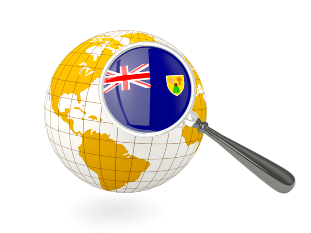 Magnified flag with globe. Download flag icon of Turks and Caicos Islands at PNG format