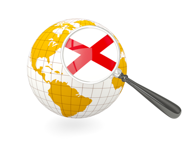 Magnified flag with globe. Download flag icon of Alabama