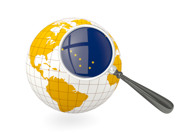 Magnified flag with globe. Download flag icon of Alaska