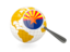 Flag of state of Arizona. Magnified flag with globe. Download icon