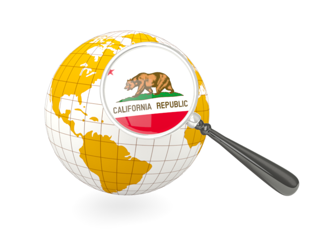 Magnified flag with globe. Download flag icon of California