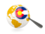 Flag of state of Colorado. Magnified flag with globe. Download icon