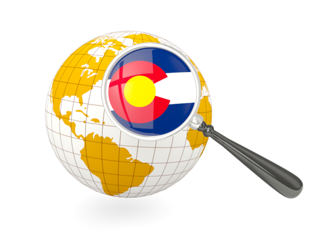 Magnified flag with globe. Download flag icon of Colorado