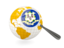 Flag of state of Connecticut. Magnified flag with globe. Download icon