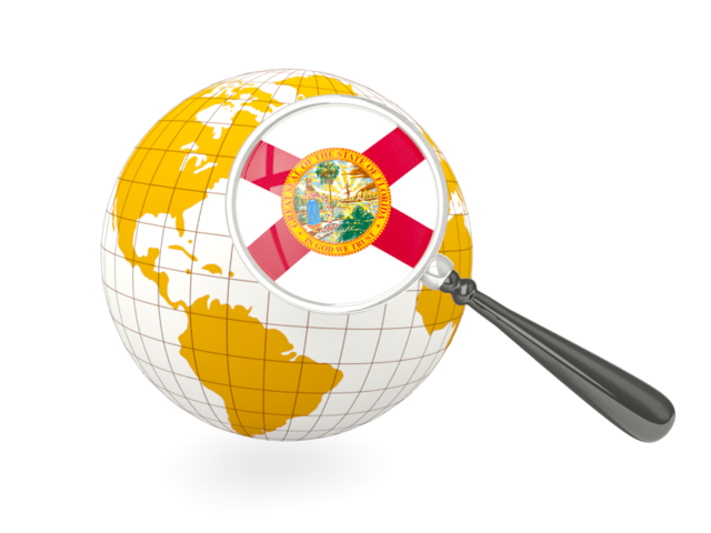 Magnified flag with globe. Download flag icon of Florida