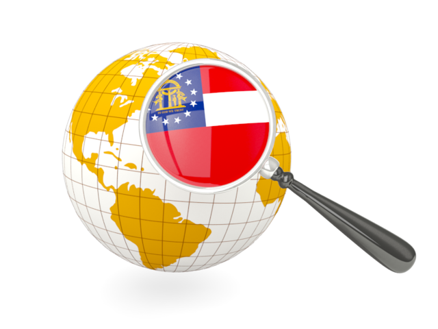 Magnified flag with globe. Download flag icon of Georgia