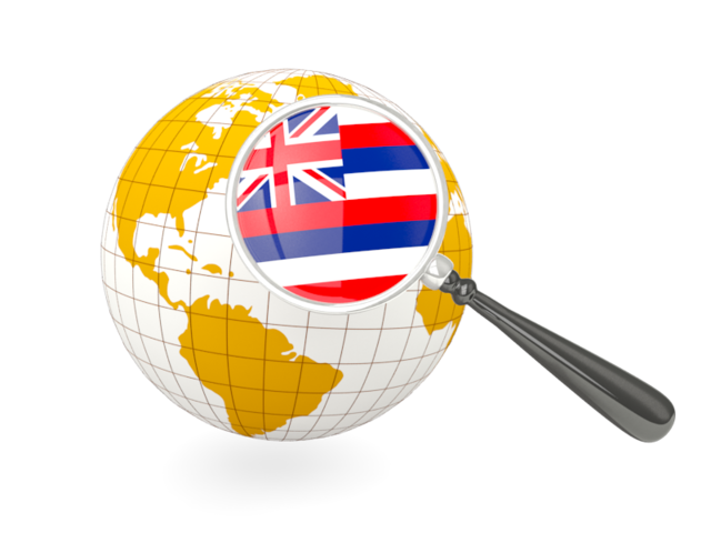 Magnified flag with globe. Download flag icon of Hawaii