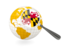Flag of state of Maryland. Magnified flag with globe. Download icon