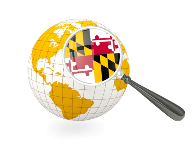 Magnified flag with globe. Download flag icon of Maryland