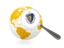 Flag of state of Massachusetts. Magnified flag with globe. Download icon