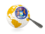 Flag of state of Michigan. Magnified flag with globe. Download icon
