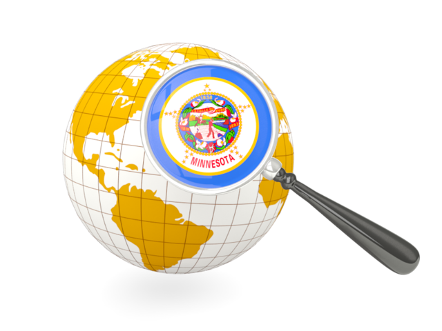 Magnified flag with globe. Download flag icon of Minnesota