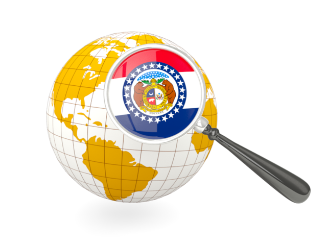 Magnified flag with globe. Download flag icon of Missouri
