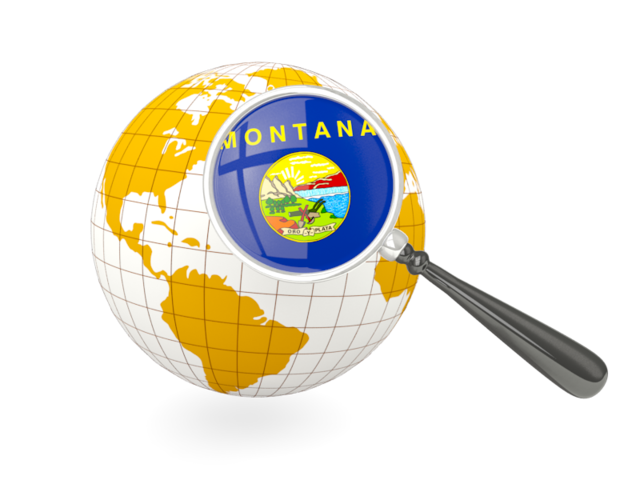 Magnified flag with globe. Download flag icon of Montana