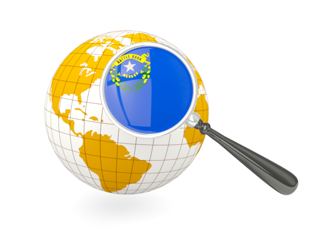 Magnified flag with globe. Download flag icon of Nevada