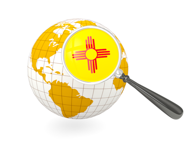 Magnified flag with globe. Download flag icon of New Mexico