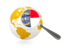 Flag of state of North Carolina. Magnified flag with globe. Download icon