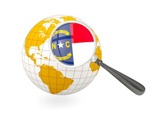 Magnified flag with globe. Download flag icon of North Carolina