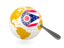 Flag of state of Ohio. Magnified flag with globe. Download icon