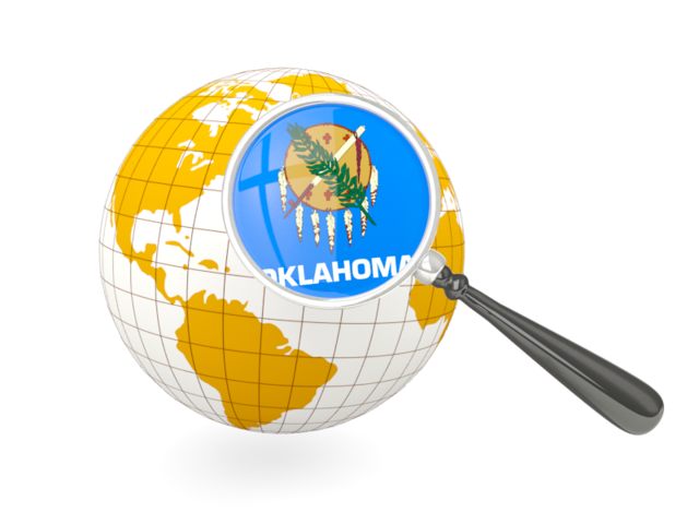 Magnified flag with globe. Download flag icon of Oklahoma