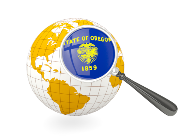 Magnified flag with globe. Download flag icon of Oregon