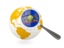 Flag of state of Pennsylvania. Magnified flag with globe. Download icon