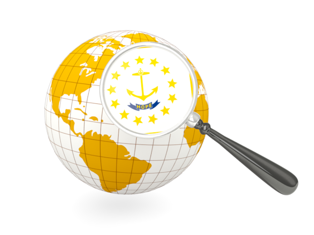 Magnified flag with globe. Download flag icon of Rhode Island