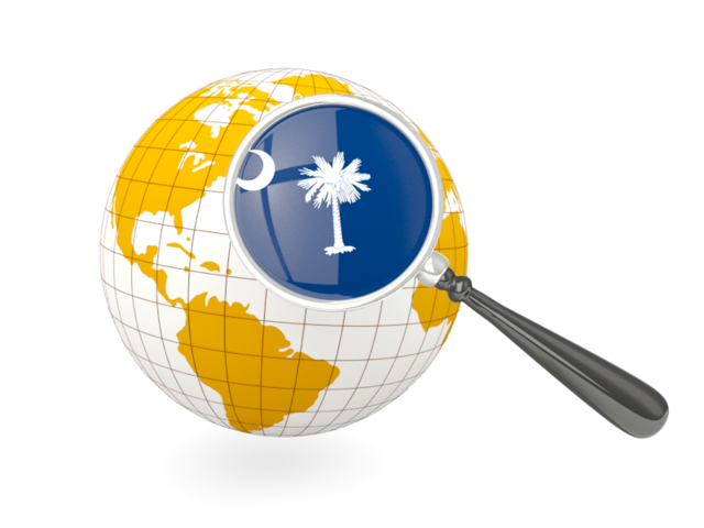 Magnified flag with globe. Download flag icon of South Carolina