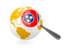 Flag of state of Tennessee. Magnified flag with globe. Download icon
