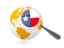 Flag of state of Texas. Magnified flag with globe. Download icon