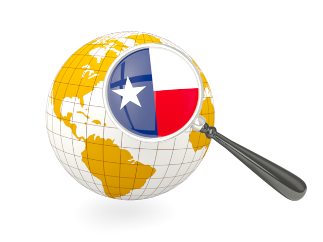 Magnified flag with globe. Download flag icon of Texas