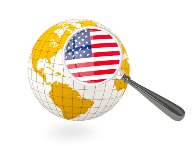 Magnified flag with globe. Download flag icon of United States of America at PNG format