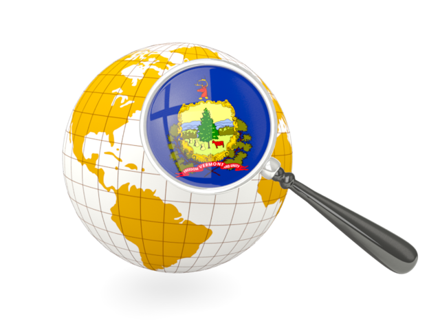 Magnified flag with globe. Download flag icon of Vermont