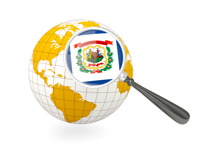 Magnified flag with globe. Download flag icon of West Virginia