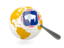 Flag of state of Wyoming. Magnified flag with globe. Download icon