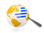 Uruguay. Magnified flag with globe. Download icon.