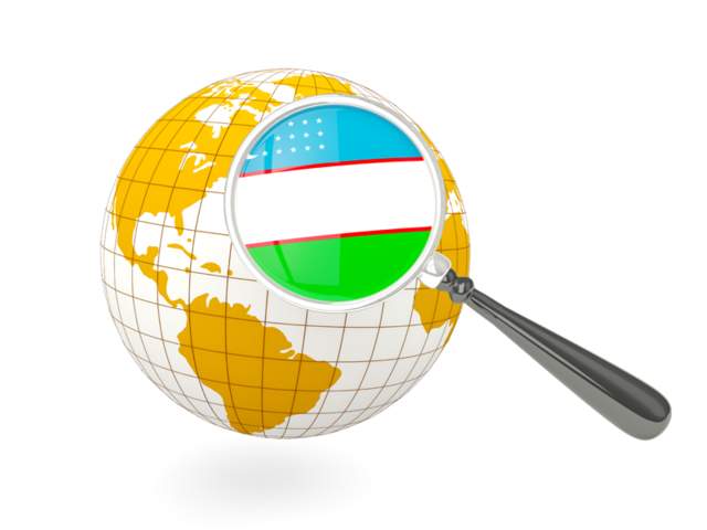 Magnified flag with globe. Download flag icon of Uzbekistan at PNG format