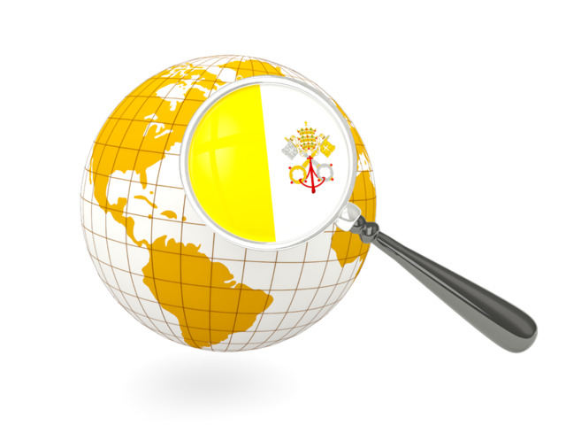 Magnified flag with globe. Download flag icon of Vatican City at PNG format