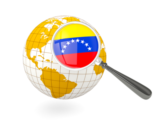 Magnified flag with globe. Download flag icon of Venezuela at PNG format