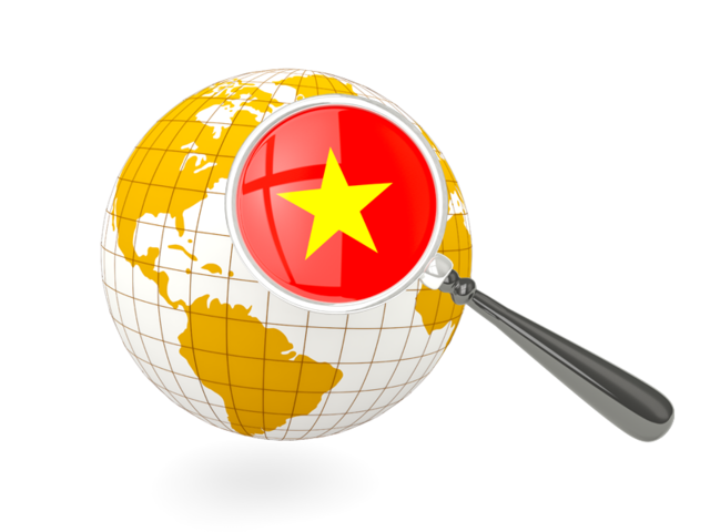 Magnified flag with globe. Download flag icon of Vietnam at PNG format