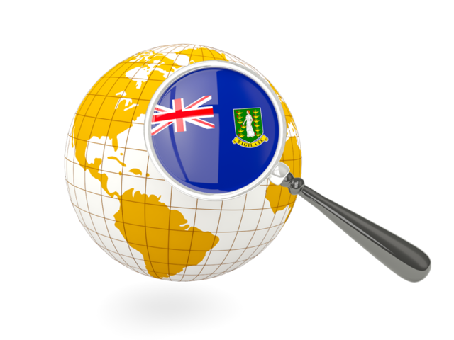 Magnified flag with globe. Download flag icon of Virgin Islands at PNG format