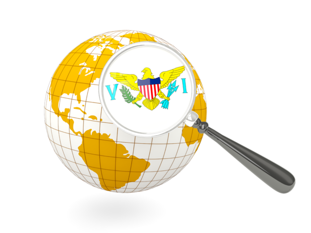 Magnified flag with globe. Download flag icon of Virgin Islands of the United States at PNG format