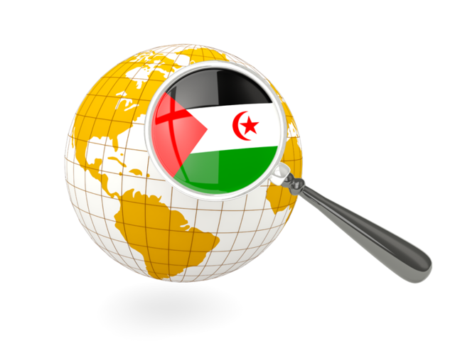Magnified flag with globe. Download flag icon of Western Sahara at PNG format