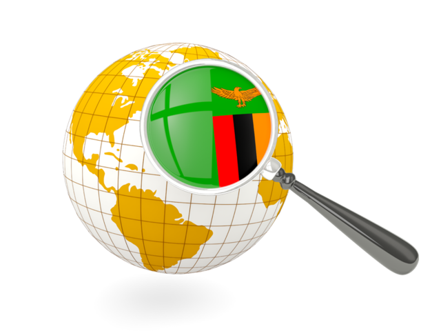 Magnified flag with globe. Download flag icon of Zambia at PNG format