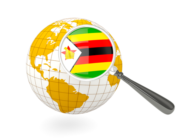 Magnified flag with globe. Download flag icon of Zimbabwe at PNG format