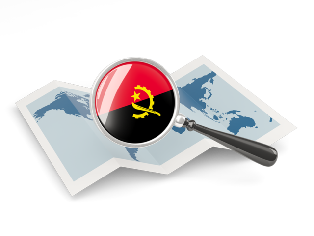 Magnified flag with map. Download flag icon of Angola at PNG format
