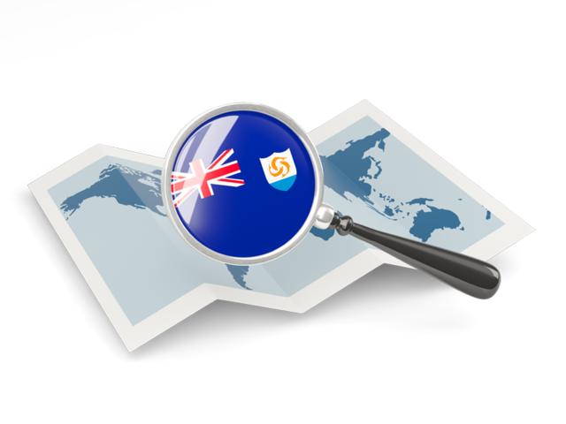 Magnified flag with map. Download flag icon of Anguilla at PNG format